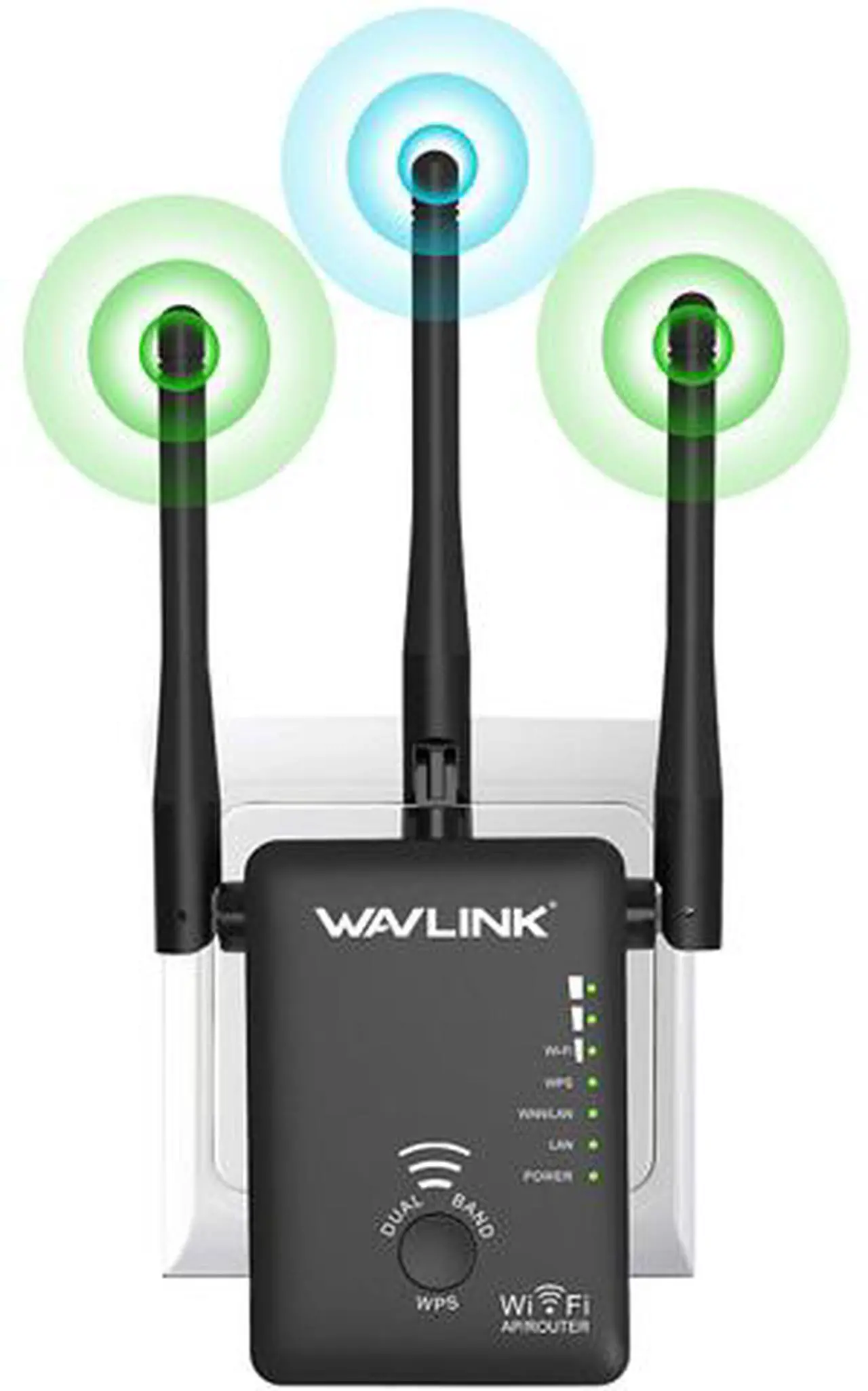 Main image of Wavlink WL-WN575A2 Wireless WiFi Router / Range Extender AC750 w/ 5dBi High Performance Antennas Dual Band 2.4GHz 300Mbps + 5GHz 433Mbps Ethernet Signal Booster Repeater Access Point for Guest Network - Black