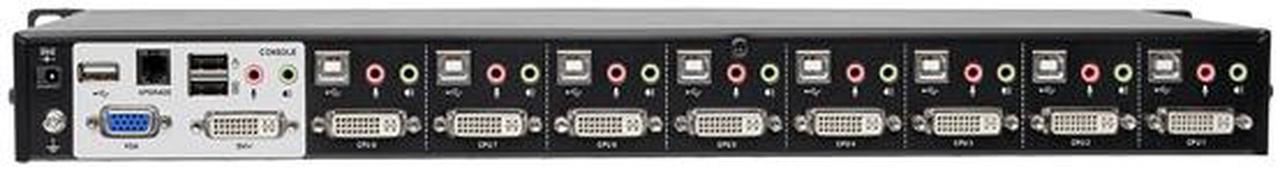 Alt view image 5 of 6 - Tripp Lite 8-Port KVM Switch DVI/USB w Audio & Peripheral Sharing 1U 1080p (B024-DUA8-SL)