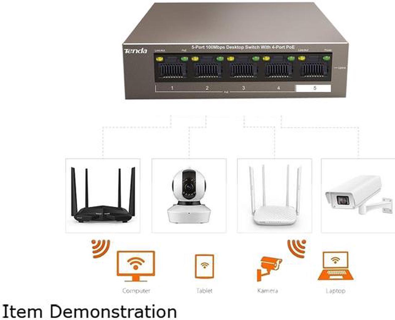 Alt view image 5 of 5 - Tenda Tef1105p 5-Port 10-100 Mbps Unmanaged Switch