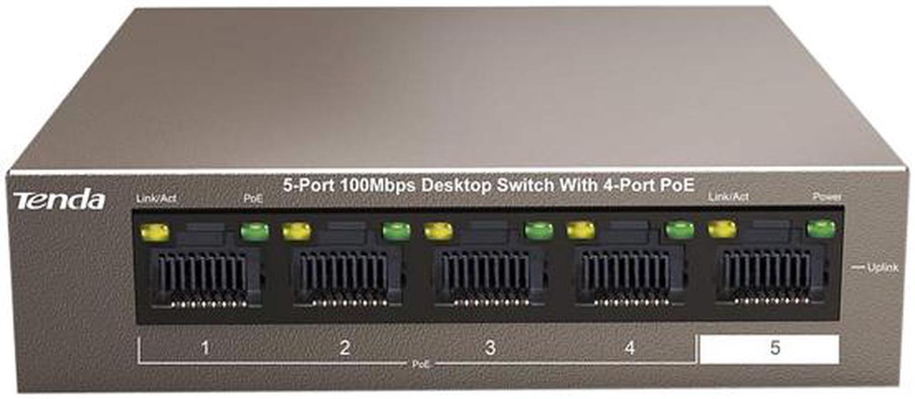 Alt view image 3 of 5 - Tenda Tef1105p 5-Port 10-100 Mbps Unmanaged Switch