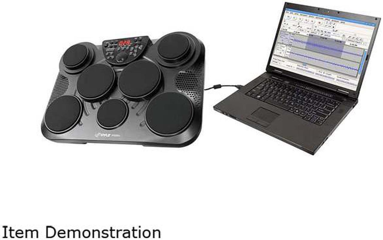Alt view image 7 of 8 - Pyle Pro Electronic Drum Set Portable Tabletop 7 Pad Digital Musical Drum Kit