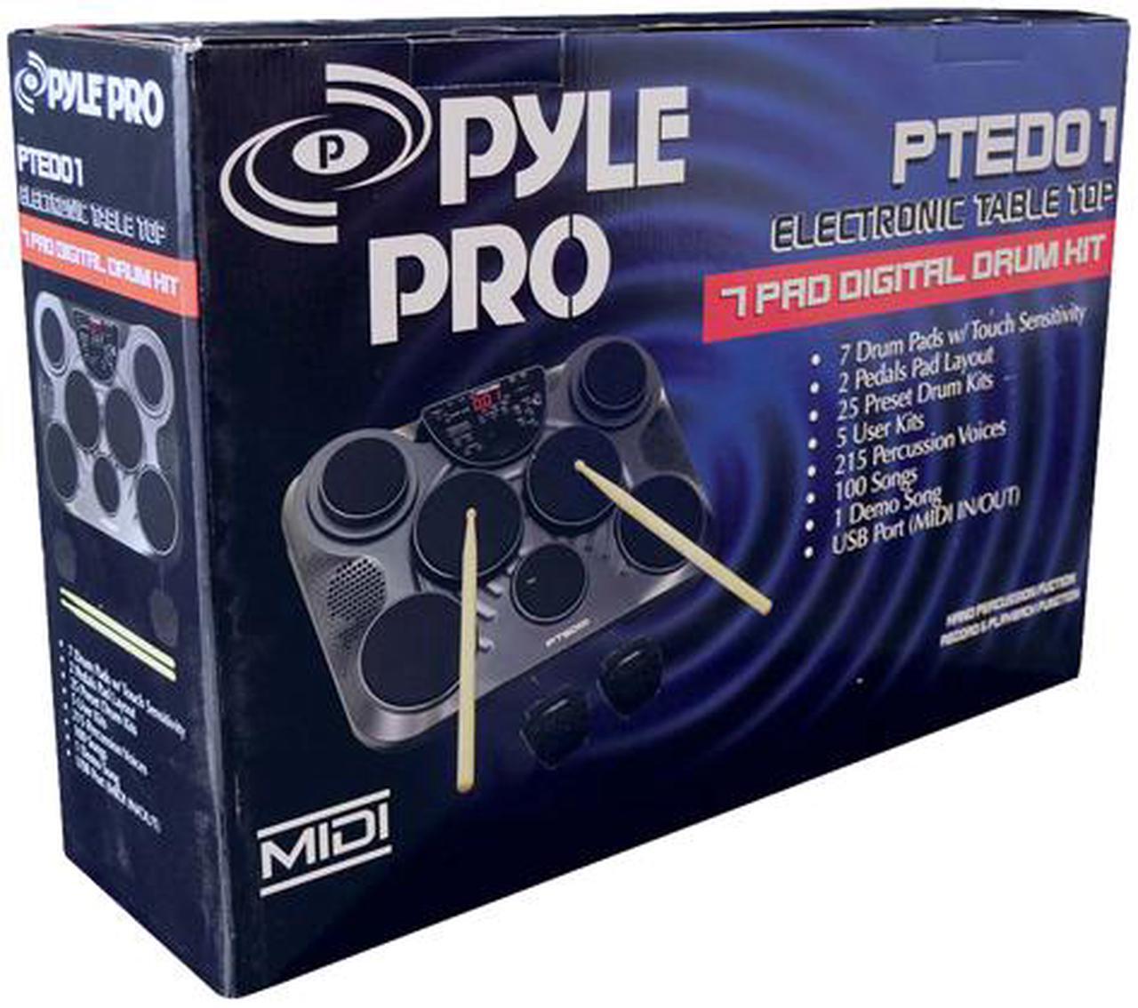 Alt view image 8 of 8 - Pyle Pro Electronic Drum Set Portable Tabletop 7 Pad Digital Musical Drum Kit