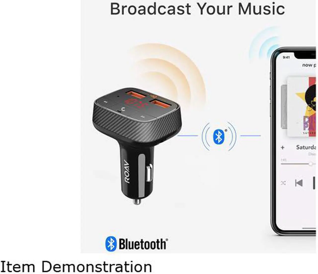 Alt view image 4 of 7 - Anker Roav SmartCharge F0 Bluetooth FM Transmitter for Car, Audio Adapter and Receiver, Hands-Free Calling, MP3 Car Charger with 2 USB Ports, PowerIQ, and AUX Output (No Dedicated App)