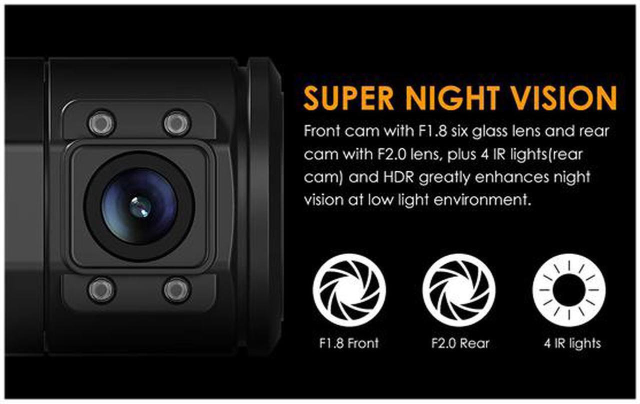 Alt view image 3 of 6 - Vantrue N2 Pro Uber Dual Dash Cam Dual 1920x1080P Infrared Night Vision Front and Inside Dash Camera for Car, 2.5K 2560x1440P Single Front, 310° Car Camera, 24hr Parking Mode, Motion Sensor