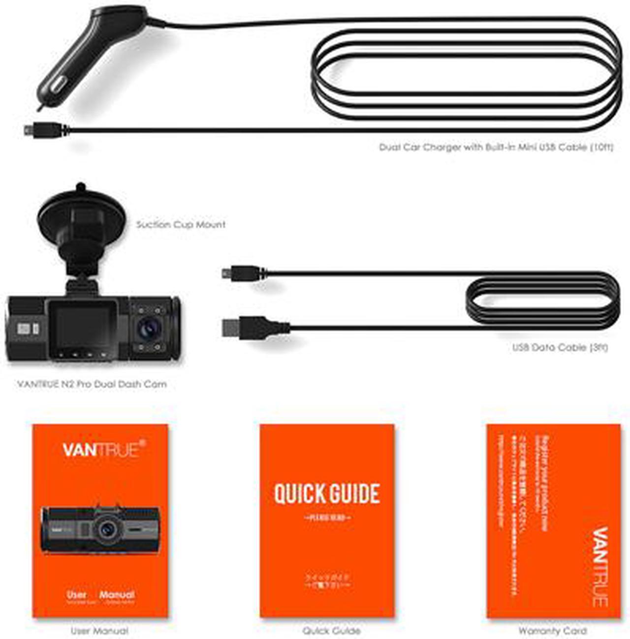 Alt view image 7 of 6 - Vantrue N2 Pro Uber Dual Dash Cam Dual 1920x1080P Infrared Night Vision Front and Inside Dash Camera for Car, 2.5K 2560x1440P Single Front, 310° Car Camera, 24hr Parking Mode, Motion Sensor