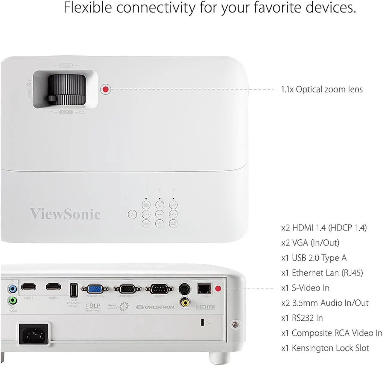 Alt view image 5 of 6 - ViewSonic PG706WU 4000 Lumens WUXGA Projector with RJ45 LAN Control Vertical Keystoning and Optical Zoom for Home and Office