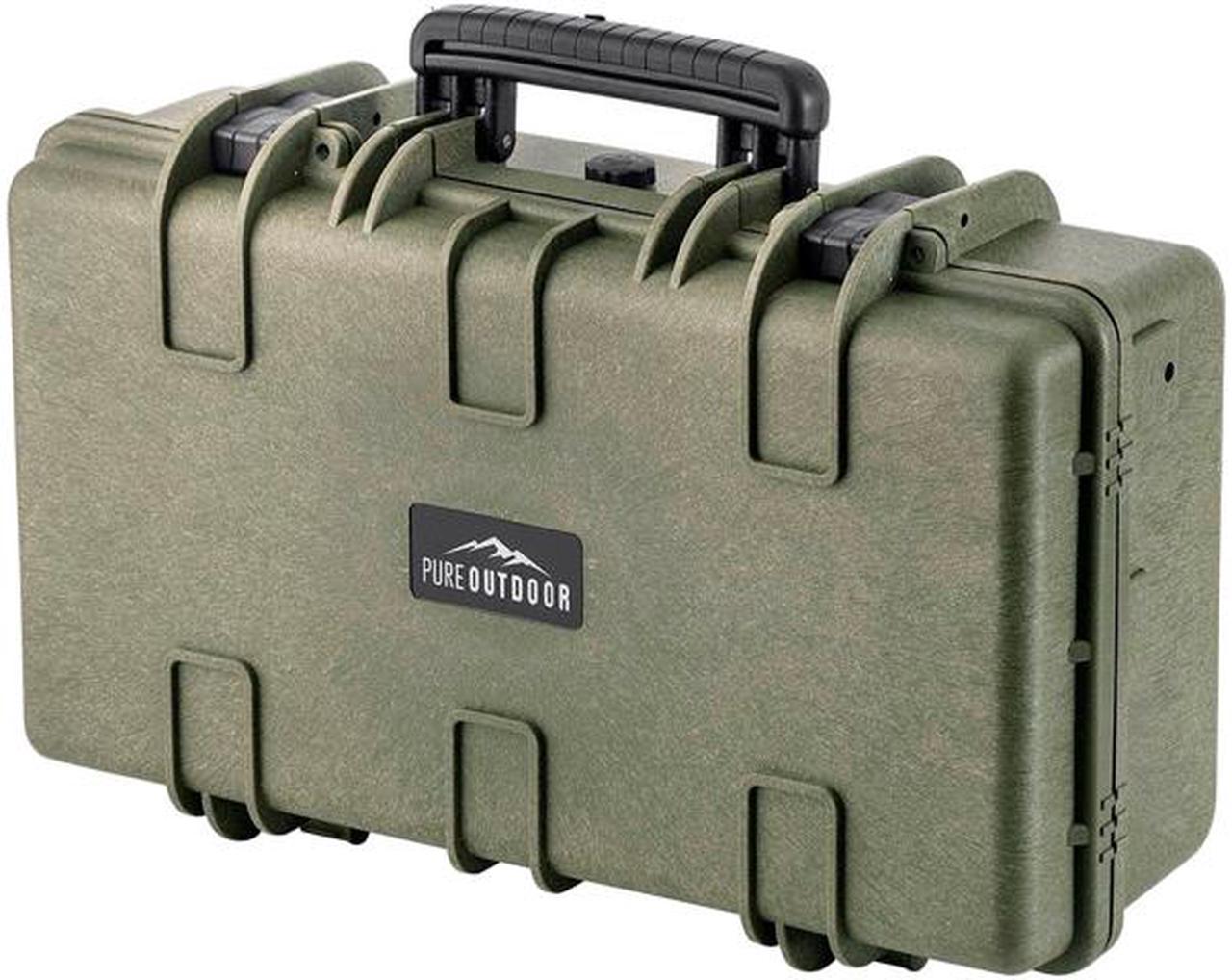 Monoprice Weatherproof Hard Case - 22in x 14in x 8in, OD Green With Customizable Foam, Shockproof, IP67