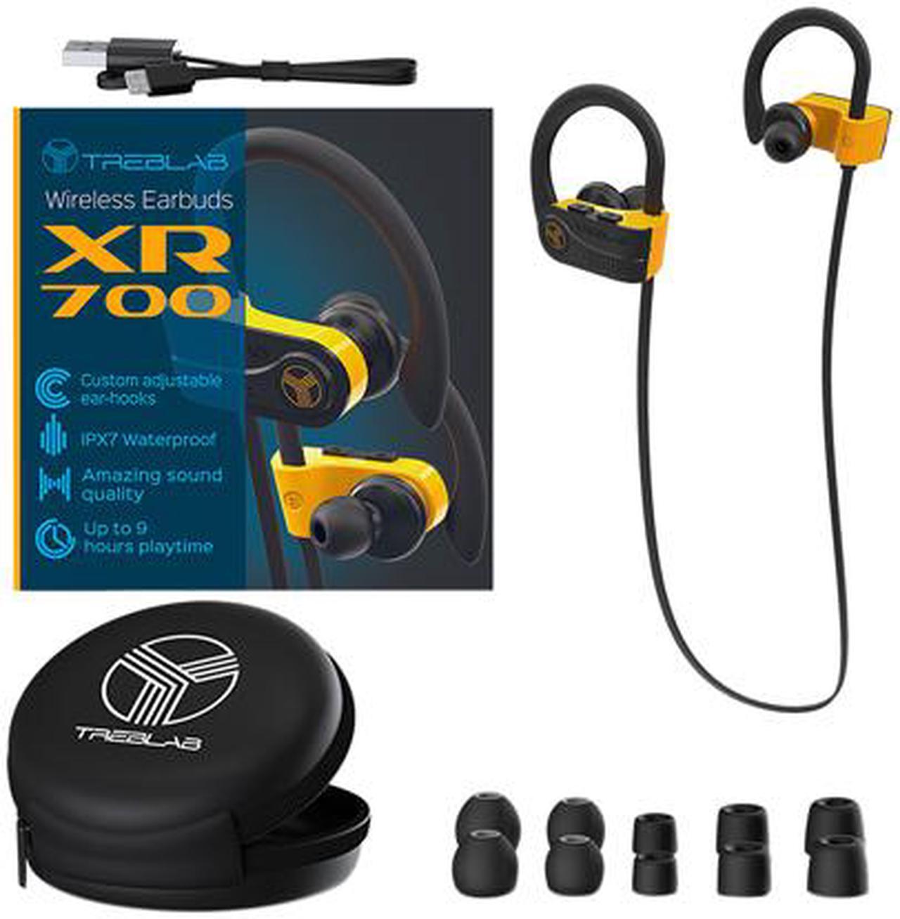 Alt view image 4 of 5 - TREBLAB XR700 PRO Wireless Running Earbuds - Top 2019 Sports Headphones, Custom Adjustable Earhooks, Bluetooth 5.0 IPX7 Waterproof, Rugged Workout Earphones, Noise Cancelling Microphone In-Ear Headset