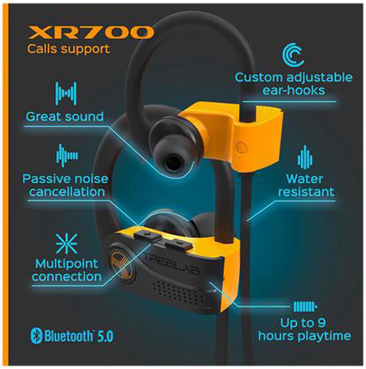 Alt view image 3 of 5 - TREBLAB XR700 PRO Wireless Running Earbuds - Top 2019 Sports Headphones, Custom Adjustable Earhooks, Bluetooth 5.0 IPX7 Waterproof, Rugged Workout Earphones, Noise Cancelling Microphone In-Ear Headset