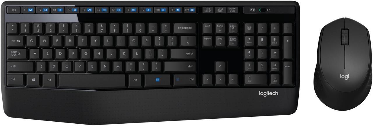 Logitech MK345 Wireless Combo Full-Sized Keyboard with Palm Rest and Comfortable Right-Handed Mouse, 2.4 GHz Wireless USB Receiver, Compatible with PC, Laptop