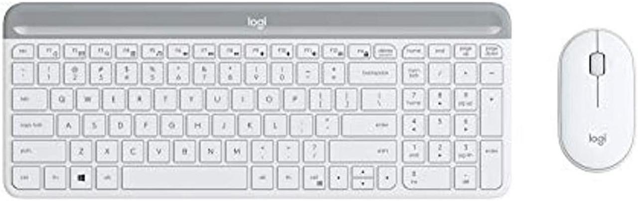 Logitech MK470 Slim Wireless Keyboard and Mouse Combo - Modern Compact Layout, Ultra Quiet, 2.4 GHz USB Receiver, Plug n' Play Connectivity, Compatible with Windows - Off White