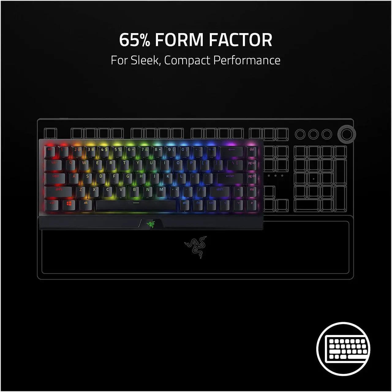 Alt view image 5 of 9 - Razer BlackWidow V3 Mini HyperSpeed 65% Wireless Mechanical Gaming Keyboard: HyperSpeed Wireless Technology - Yellow Mechanical Switches- Linear & Silent - Doubleshot ABS keycaps - 200Hrs Battery Life