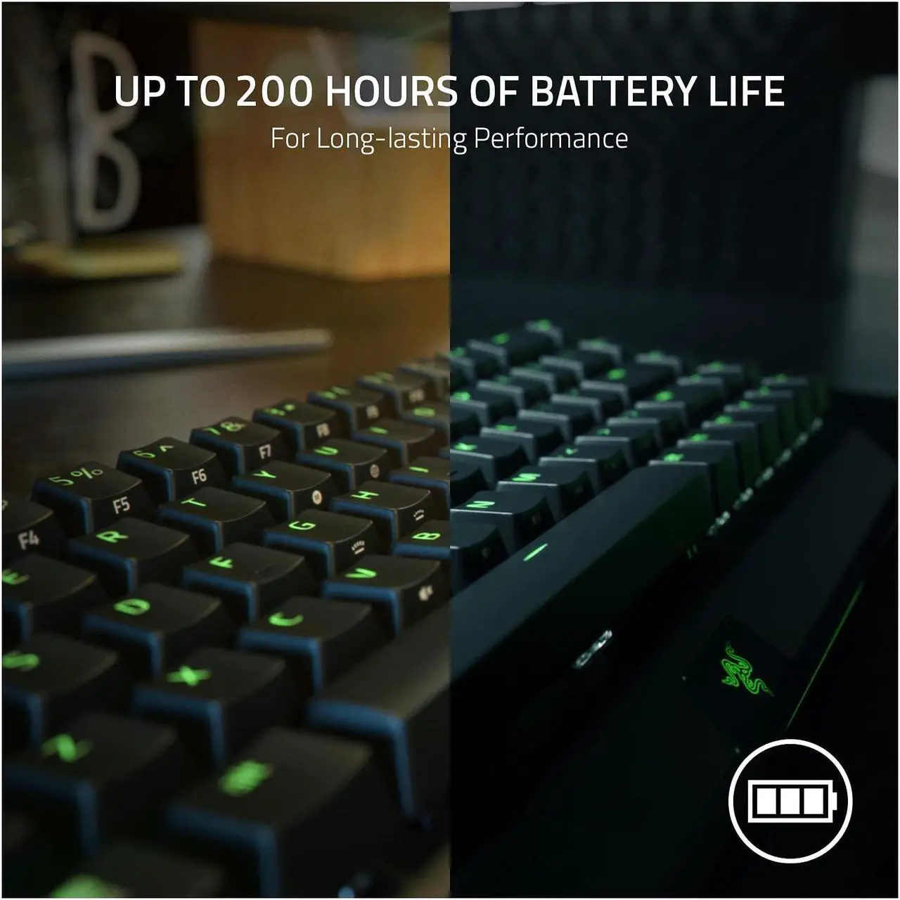 Alt view image 9 of 9 - Razer BlackWidow V3 Mini HyperSpeed 65% Wireless Mechanical Gaming Keyboard: HyperSpeed Wireless Technology - Yellow Mechanical Switches- Linear & Silent - Doubleshot ABS keycaps - 200Hrs Battery Life