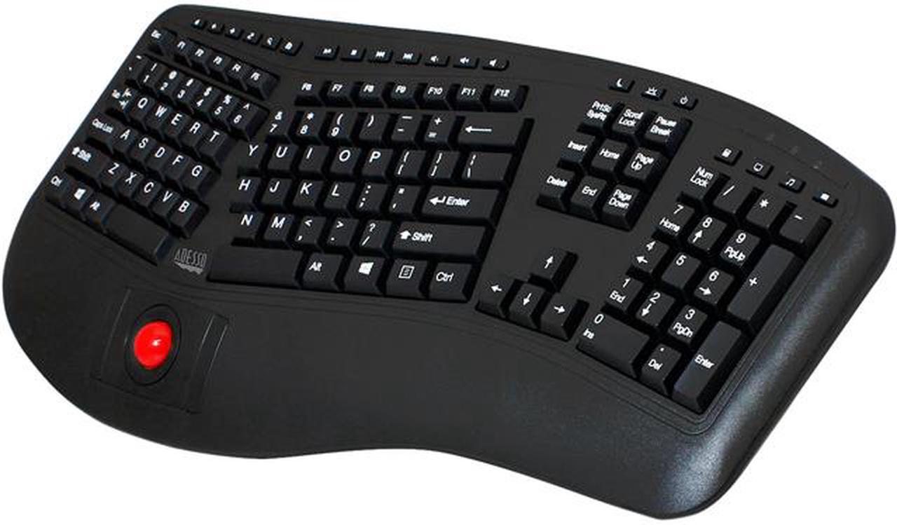 ADESSO WKB-3500UB ADESSO 2.4GHZ TRU-FORM WIRELESS MEDIA ERGONOMIC TRACKBALL KEYBOARD WITH 20 WINDO