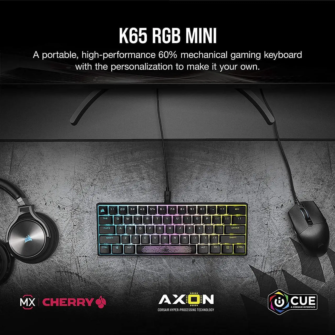 K65 RGB MINI 60% Mechanical Gaming Keyboard — CHERRY MX SPEED - Thumbnail 5