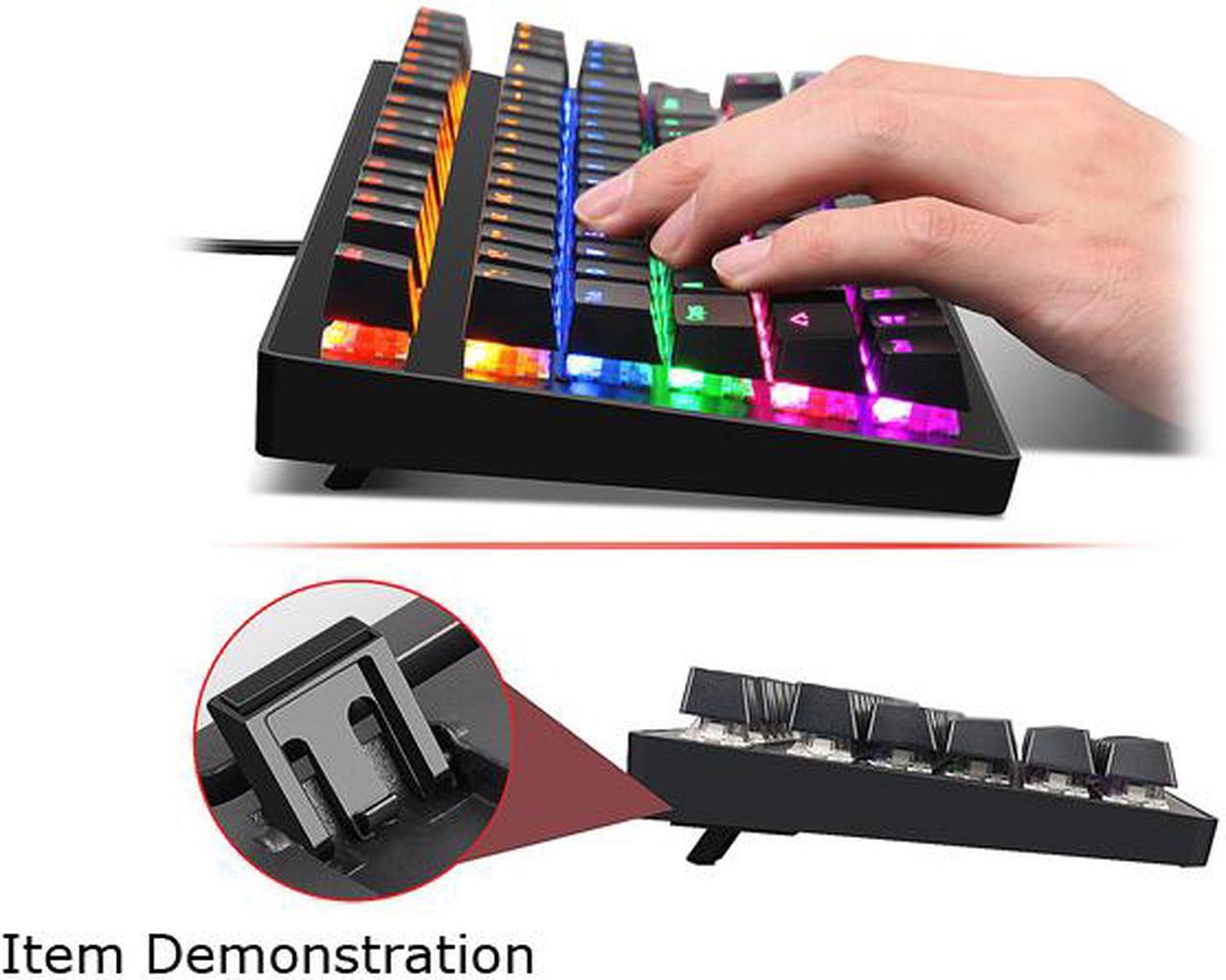 Alt view image 7 of 7 - MK1 87 Keys Mechanical Keyboard LED Breathing Light Backlit Anti-ghosting Compact USB Wired Mechanical Gaming Keyboard with Blue Swithes for PC Laptop Mac