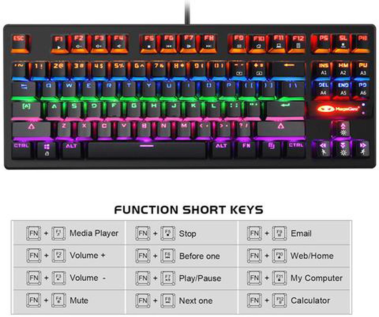 Alt view image 6 of 7 - MK1 87 Keys Mechanical Keyboard LED Breathing Light Backlit Anti-ghosting Compact USB Wired Mechanical Gaming Keyboard with Blue Swithes for PC Laptop Mac