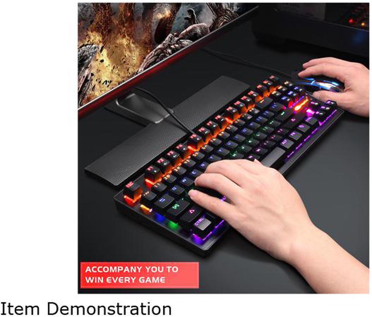 Alt view image 8 of 7 - MK1 87 Keys Mechanical Keyboard LED Breathing Light Backlit Anti-ghosting Compact USB Wired Mechanical Gaming Keyboard with Blue Swithes for PC Laptop Mac