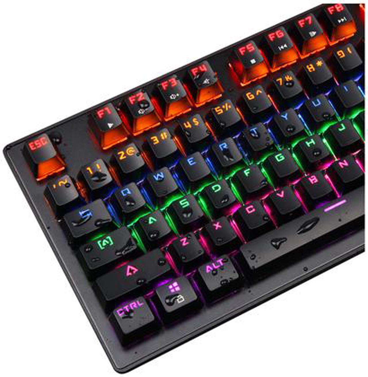 Alt view image 4 of 7 - MK1 87 Keys Mechanical Keyboard LED Breathing Light Backlit Anti-ghosting Compact USB Wired Mechanical Gaming Keyboard with Blue Swithes for PC Laptop Mac