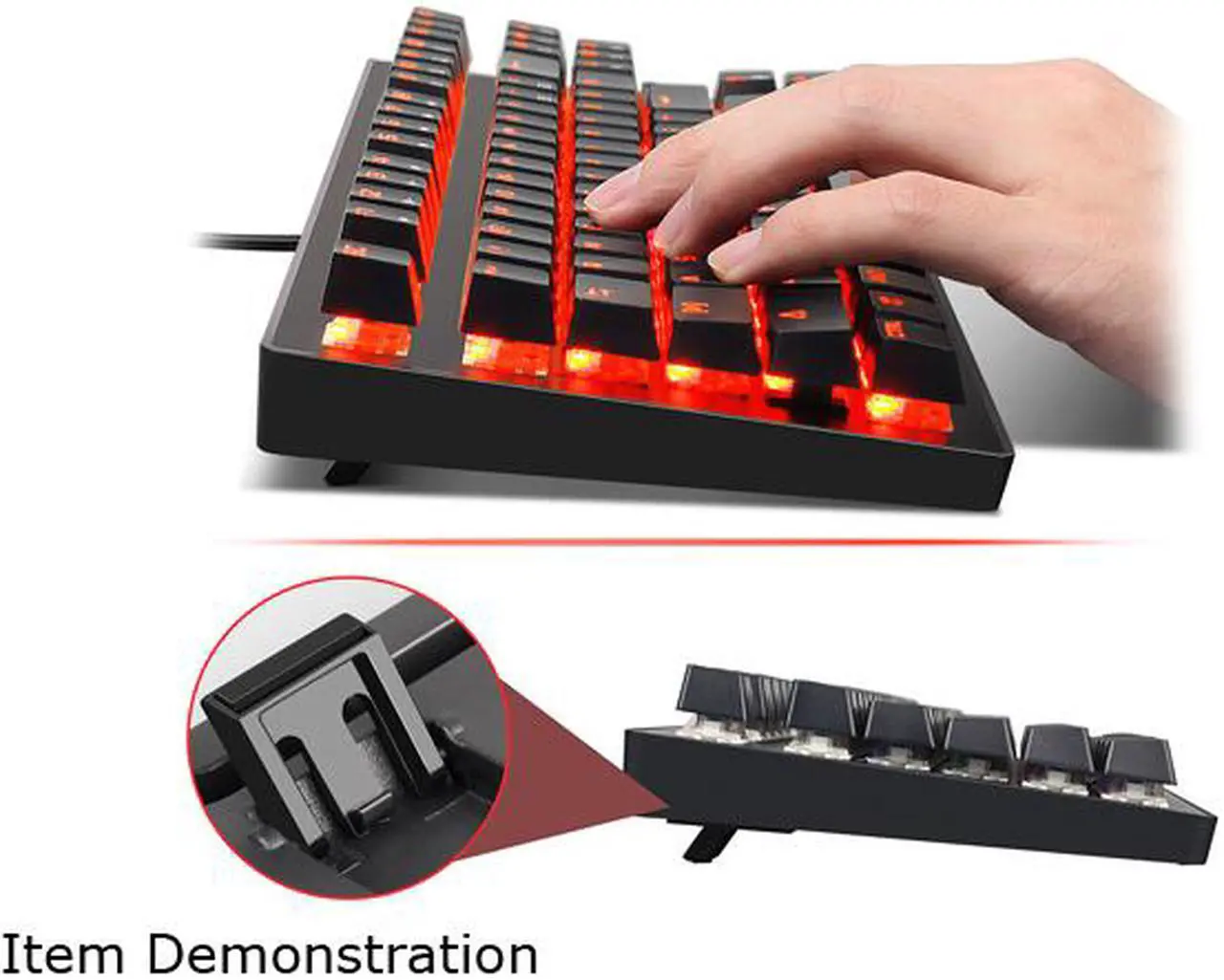 Alt view image 6 of 7 - MK1 87 Keys Mechanical Keyboard LED Breathing Mixed Light Backlit Anti-ghosting Compact USB Wired Mechanical Gaming Keyboard with Blue Switches for PC Laptop Mac