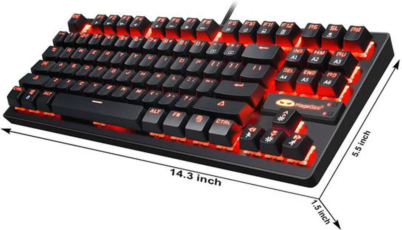 Alt view image 2 of 7 - MK1 87 Keys Mechanical Keyboard LED Breathing Mixed Light Backlit Anti-ghosting Compact USB Wired Mechanical Gaming Keyboard with Blue Switches for PC Laptop Mac