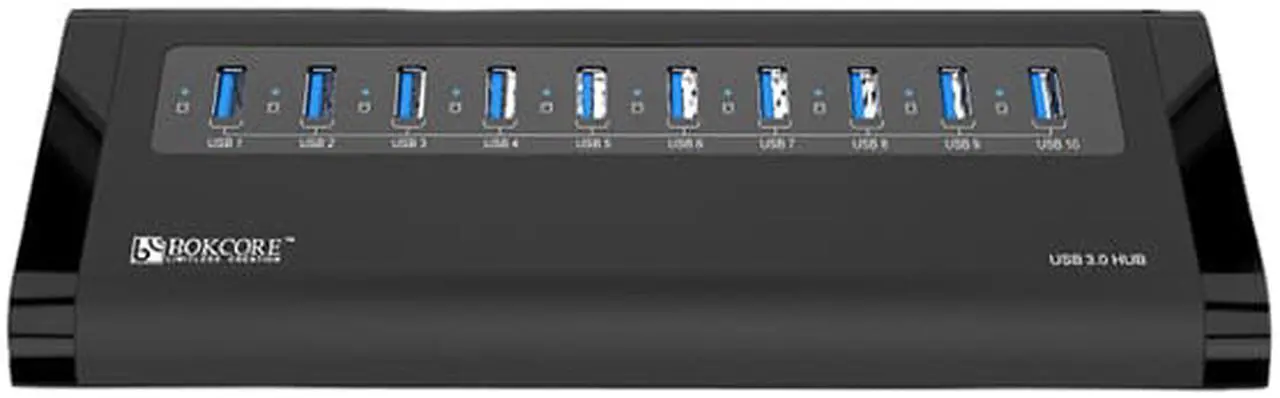 Alt view image 2 of 5 - ORICO BC-U3H10 USB 3.0 10 – Port Aluminum HUB with VL812 Controller & Premium 12V / 3A Power Adapter & Detachable USB 3.0 Cable for UltraBook, MacBook, Windows 8, Tablet PC - Black