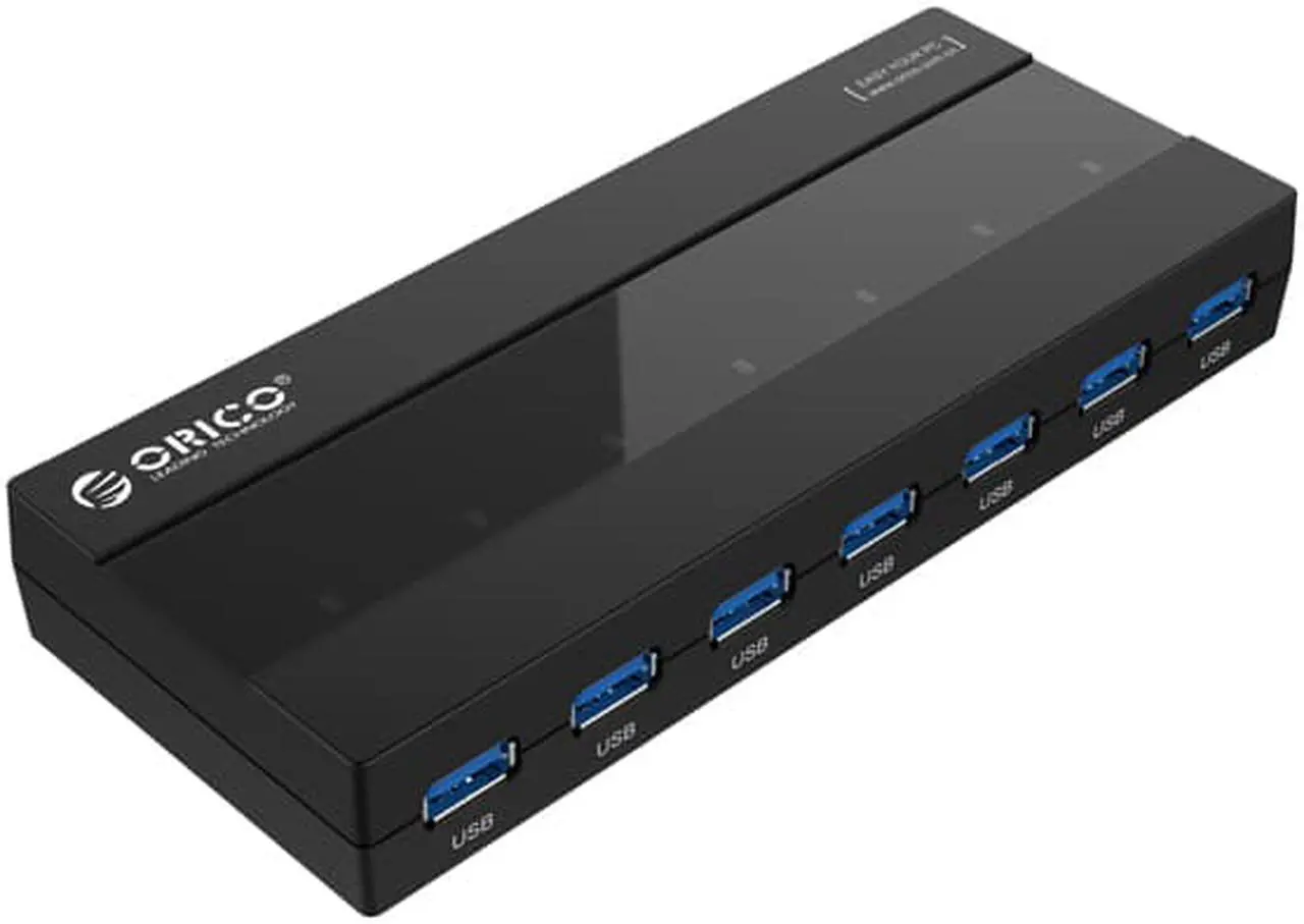 Alt view image 3 of 7 - ORICO H727RK-U3-BK 7 Port USB3.0 HUB with Premium 12V/2.5A Power Adapter (Black)