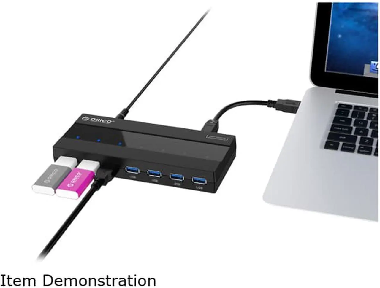 Alt view image 6 of 7 - ORICO H727RK-U3-BK 7 Port USB3.0 HUB with Premium 12V/2.5A Power Adapter (Black)