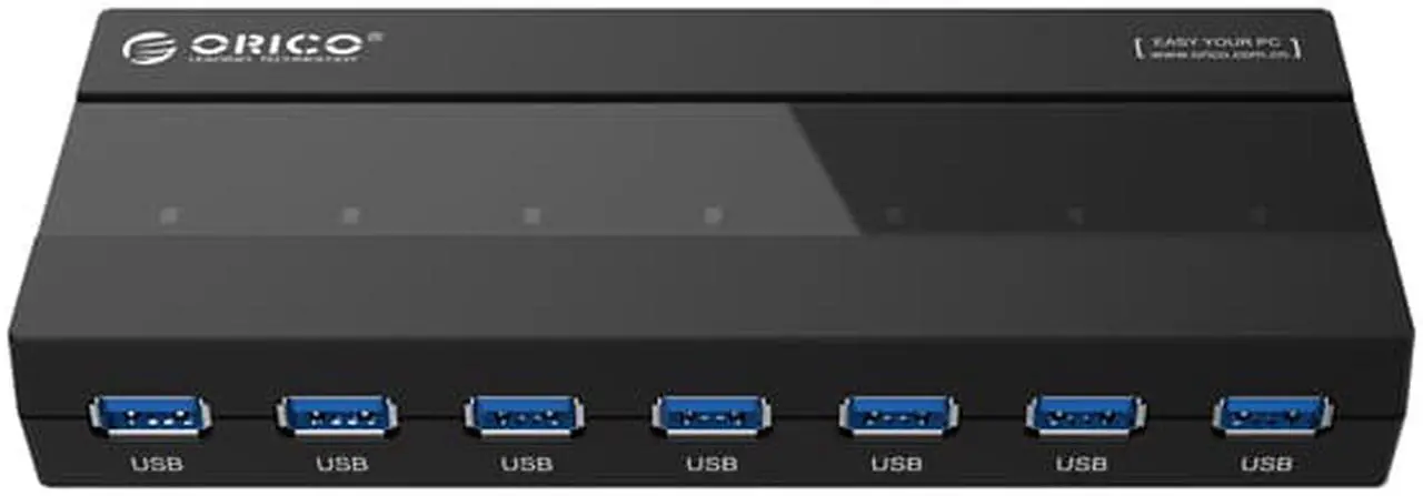 Alt view image 2 of 7 - ORICO H727RK-U3-BK 7 Port USB3.0 HUB with Premium 12V/2.5A Power Adapter (Black)