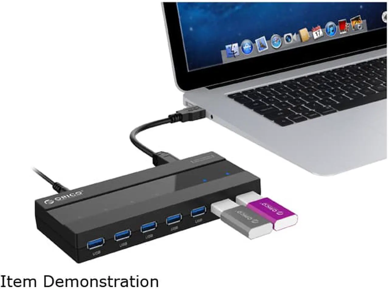 Alt view image 7 of 7 - ORICO H727RK-U3-BK 7 Port USB3.0 HUB with Premium 12V/2.5A Power Adapter (Black)