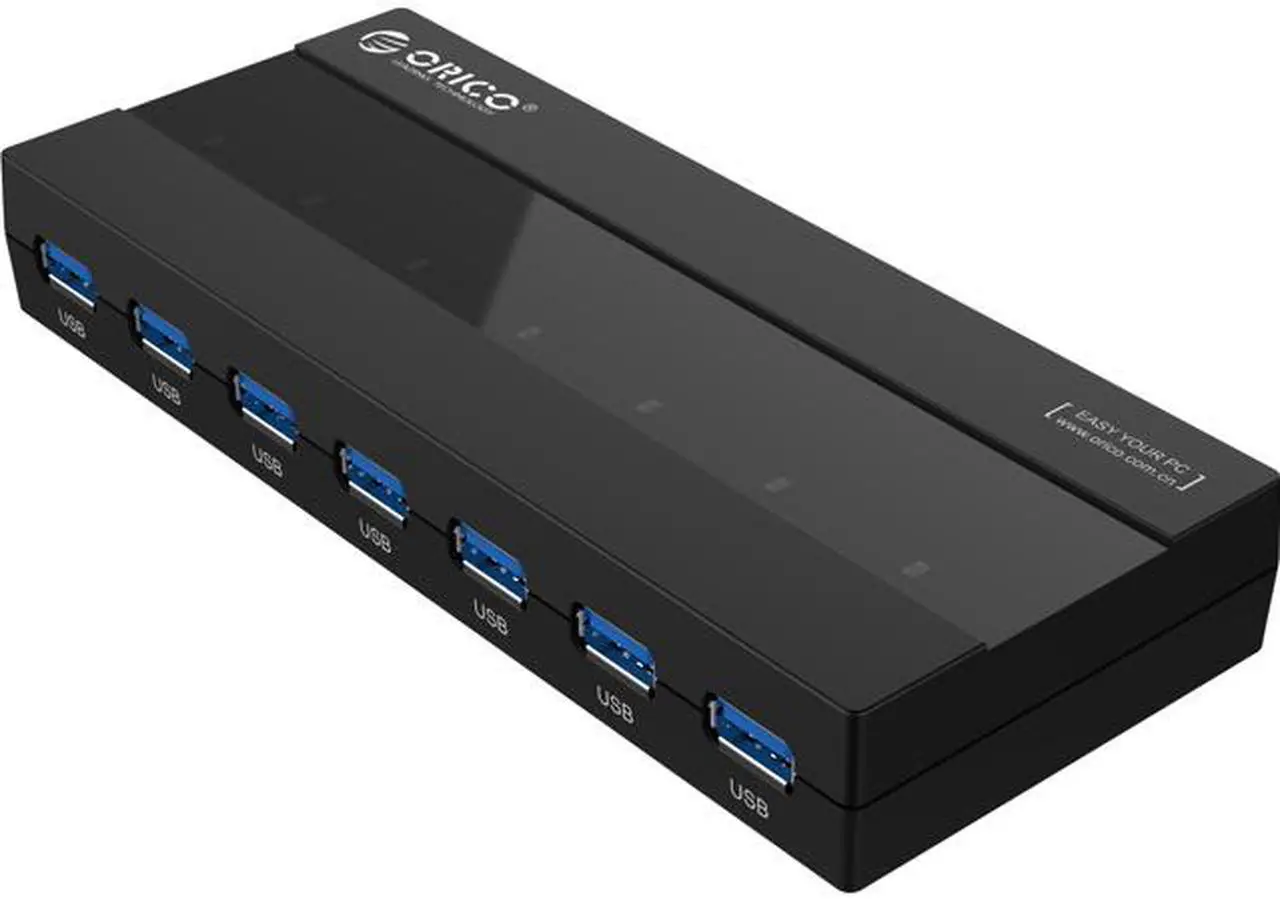 Main image of ORICO H727RK-U3-BK 7 Port USB3.0 HUB with Premium 12V/2.5A Power Adapter (Black)