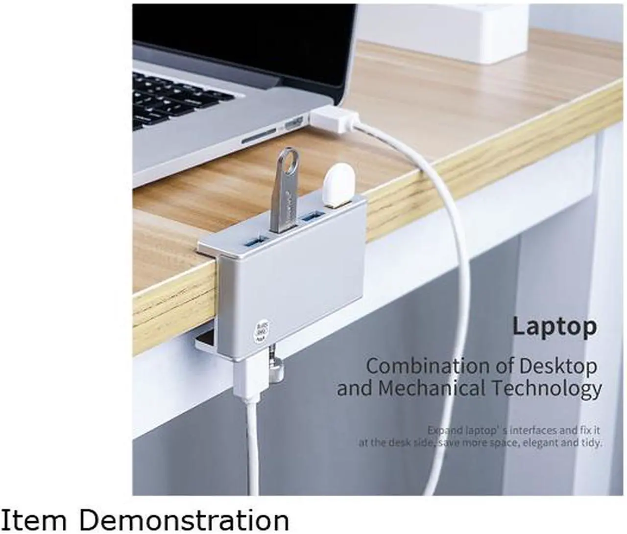 Alt view image 7 of 7 - ORICO Aluminum 4 Ports USB 3.0 HUB, USB splitter For Desktop Laptop Clip Range 10-32mm With 4.95ft Date Cable Ultra-Portable USB Expander for MacBook Air/Laptop/PC - Silver