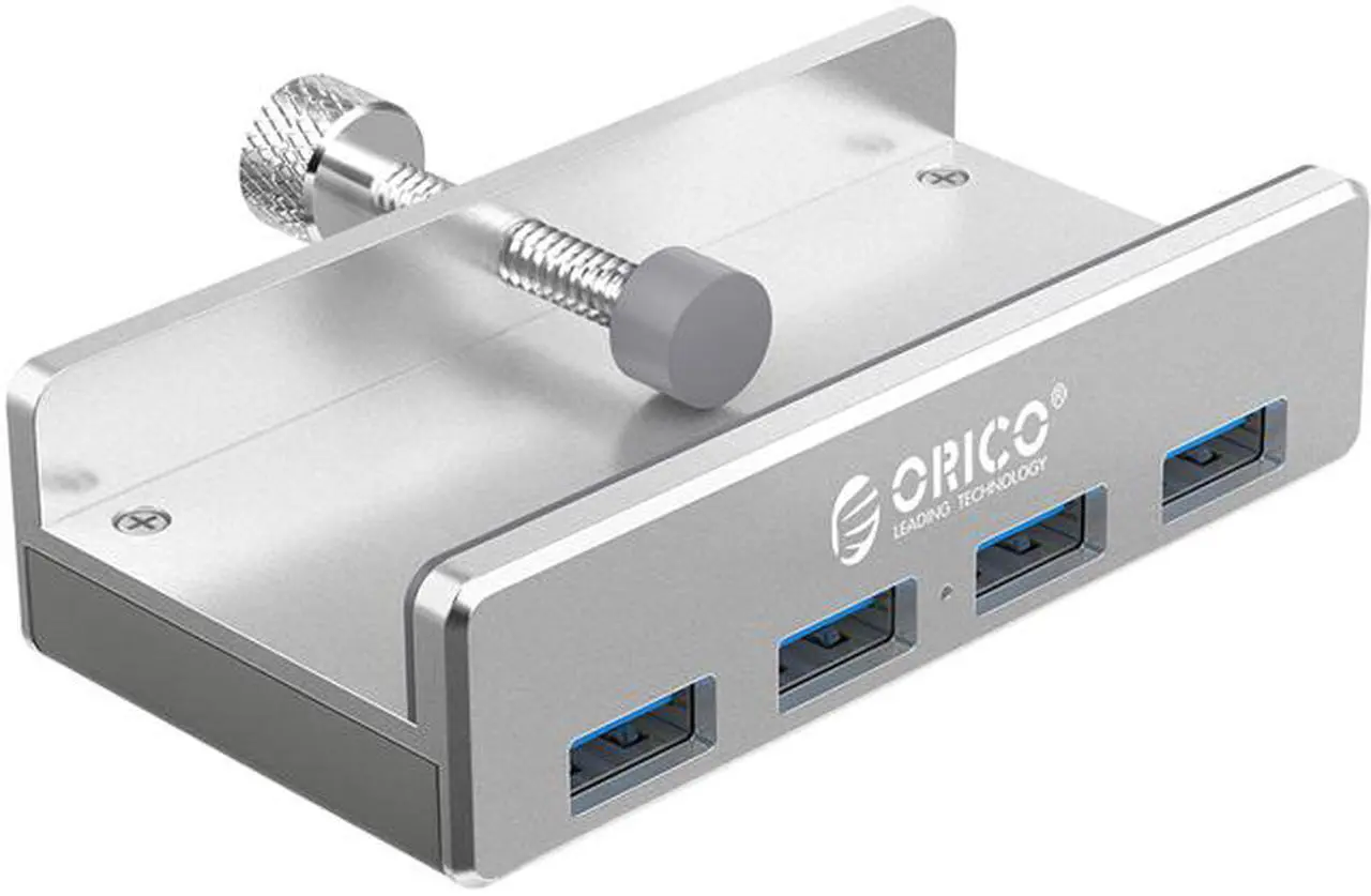 Main image of ORICO Aluminum 4 Ports USB 3.0 HUB, USB splitter For Desktop Laptop Clip Range 10-32mm With 4.95ft Date Cable Ultra-Portable USB Expander for MacBook Air/Laptop/PC - Silver