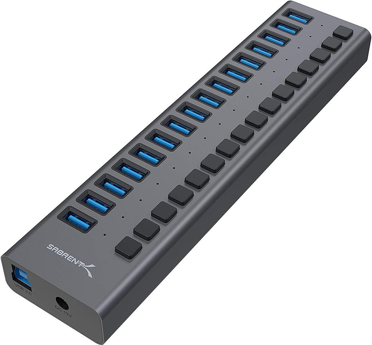 Main image of SABRENT 16-PORT USB 3.0 DATA HUB and Charger with individual switches [90 Watts] (HB-PU16)