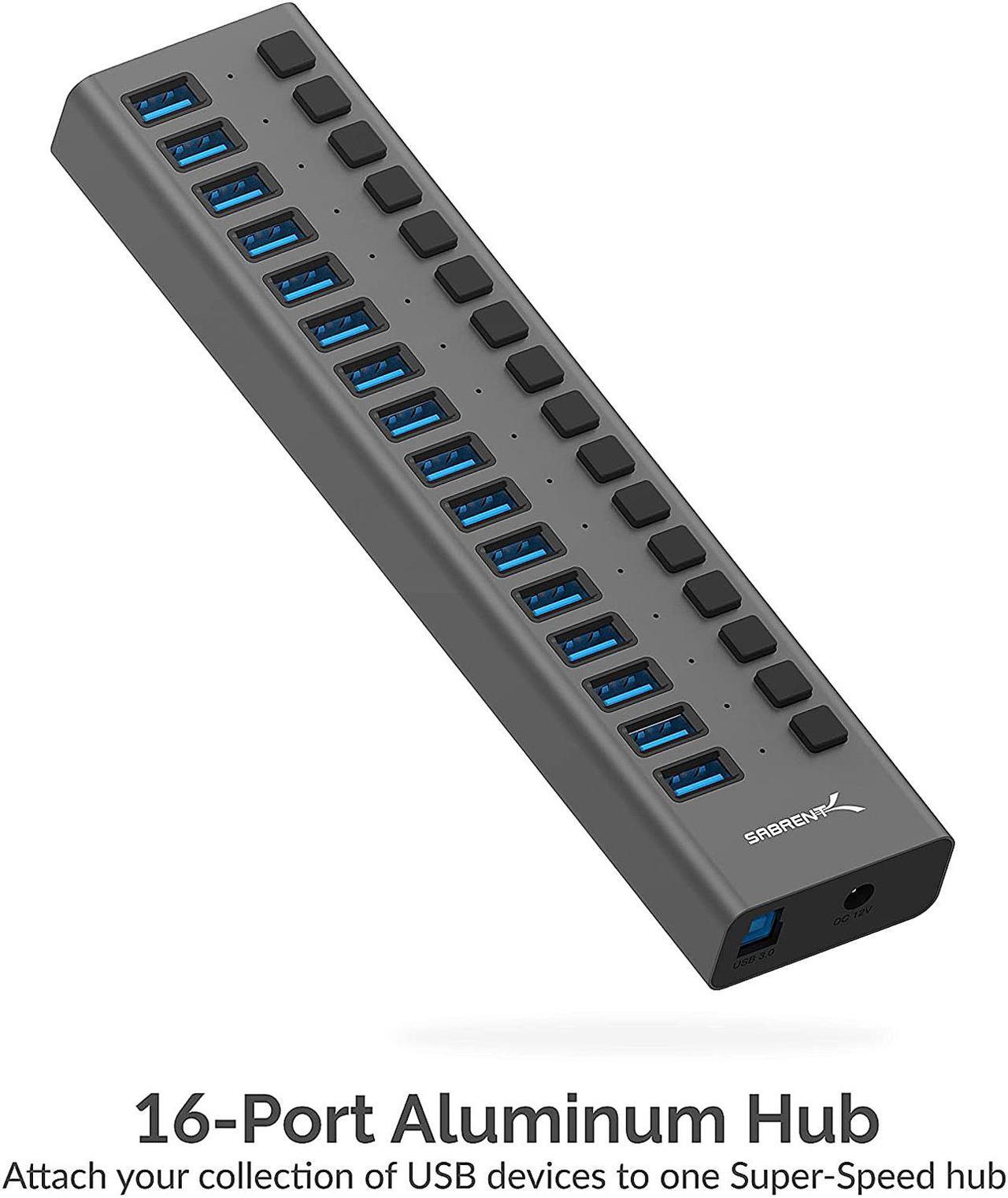 Alt view image 3 of 5 - SABRENT 16-PORT USB 3.0 DATA HUB and Charger with individual switches [90 Watts] (HB-PU16)