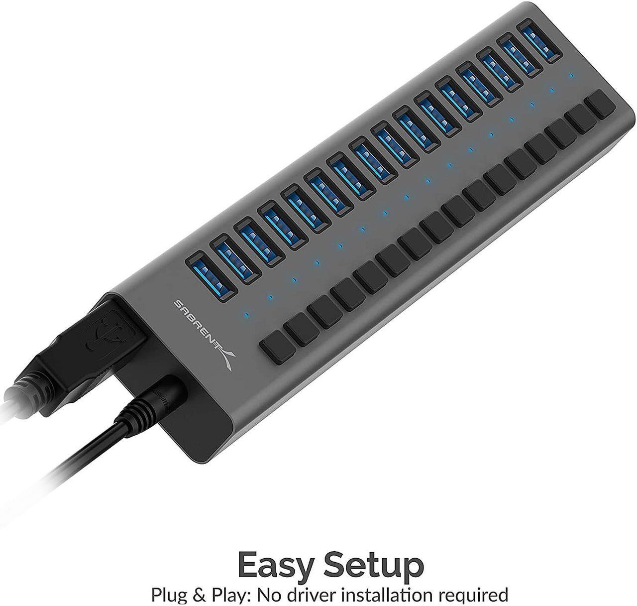 Alt view image 4 of 5 - SABRENT 16-PORT USB 3.0 DATA HUB and Charger with individual switches [90 Watts] (HB-PU16)