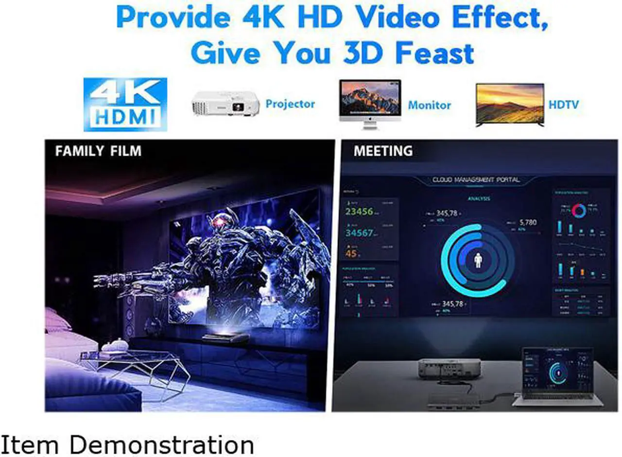 Alt view image 7 of 7 - USB C Hub Triple Display 11 in 1 USB C Adapter Docking Station Dual 4K HDMI+VGA 4 USB Ports 100W Power Delivery Ethernet Port SD/TF Card Compatible for MacBook ChromeBook MateBook