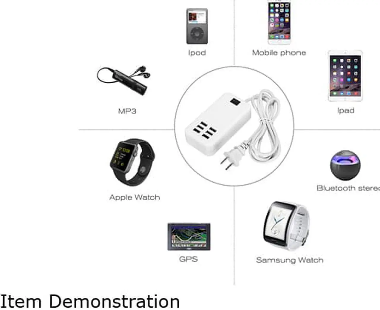Alt view image 6 of 7 - FirstPower 6 Port USB Desktop Multi-Function Fast Wall Charger Station AC Power Adapter