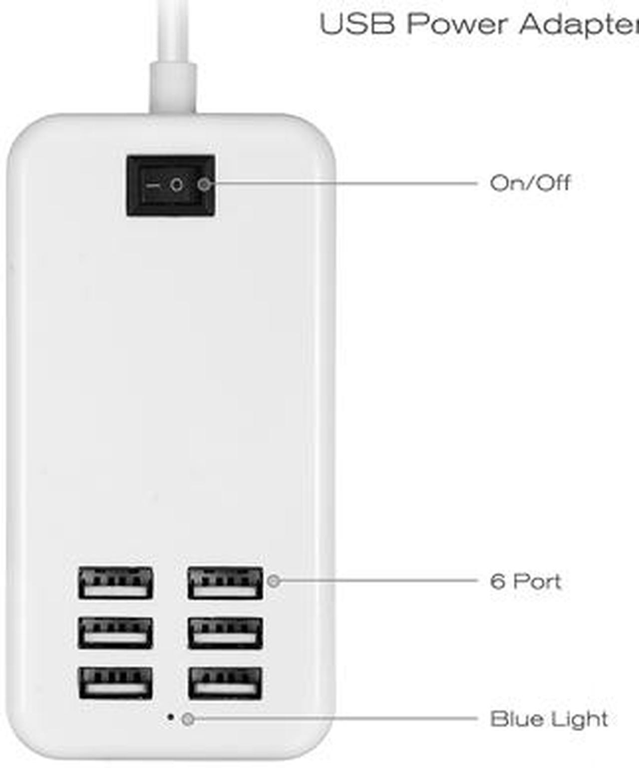 Alt view image 3 of 7 - FirstPower 6 Port USB Desktop Multi-Function Fast Wall Charger Station AC Power Adapter