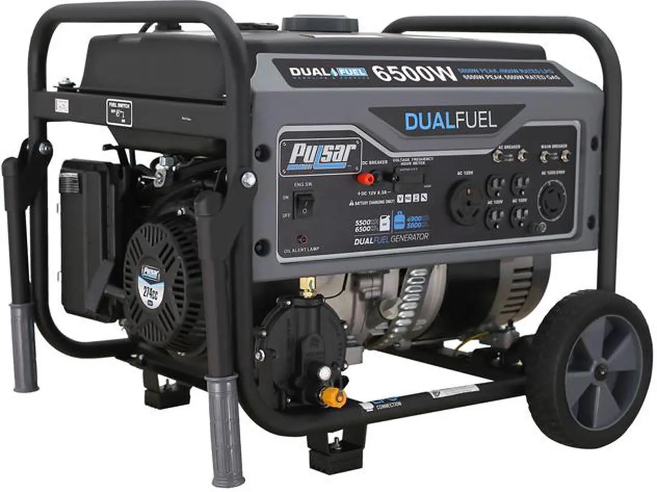 Main image of Pulsar G65BN Portable Gas/LPG Dual Fuel Generator - 5500 Rated Watts & 6500 Peak Watts - RV Ready - CARB Compliant