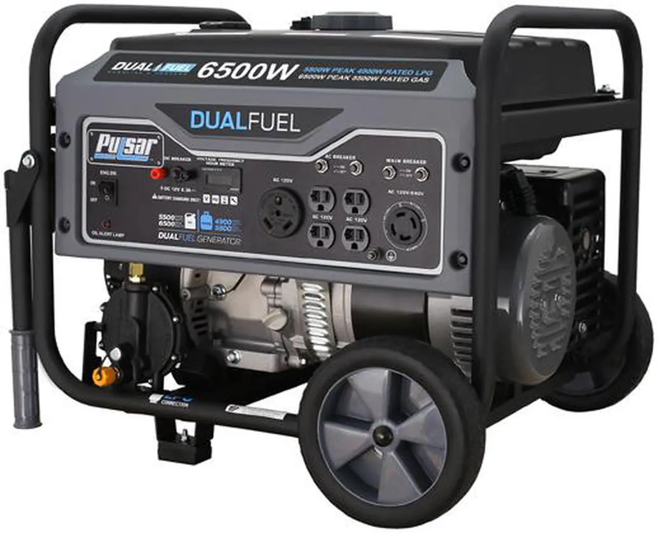 Alt view image 3 of 6 - Pulsar G65BN Portable Gas/LPG Dual Fuel Generator - 5500 Rated Watts & 6500 Peak Watts - RV Ready - CARB Compliant
