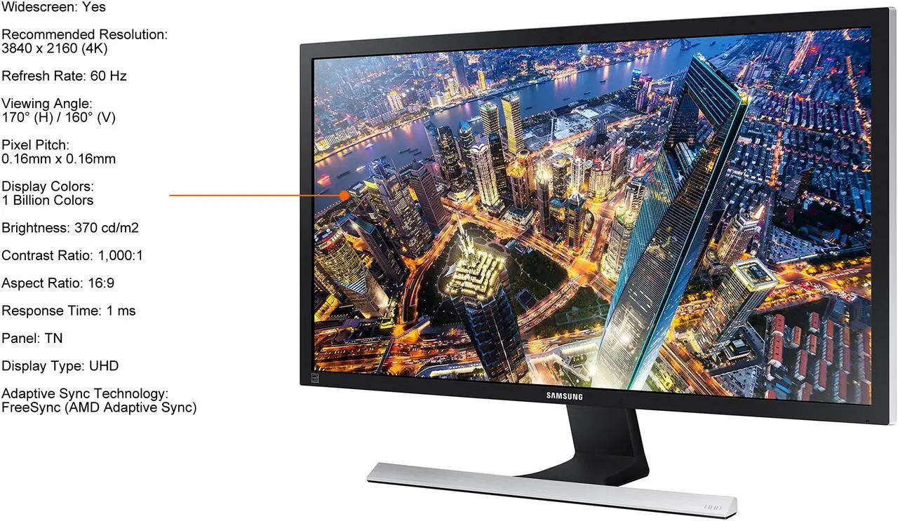 Alt view image 14 of 19 - Samsung LU28E570DS/ZA 28" UHD 3840 x 2160 (4K) 1ms 2x HDMI, 1x DisplayPort AMD FreeSync Tilt VESA Monitor