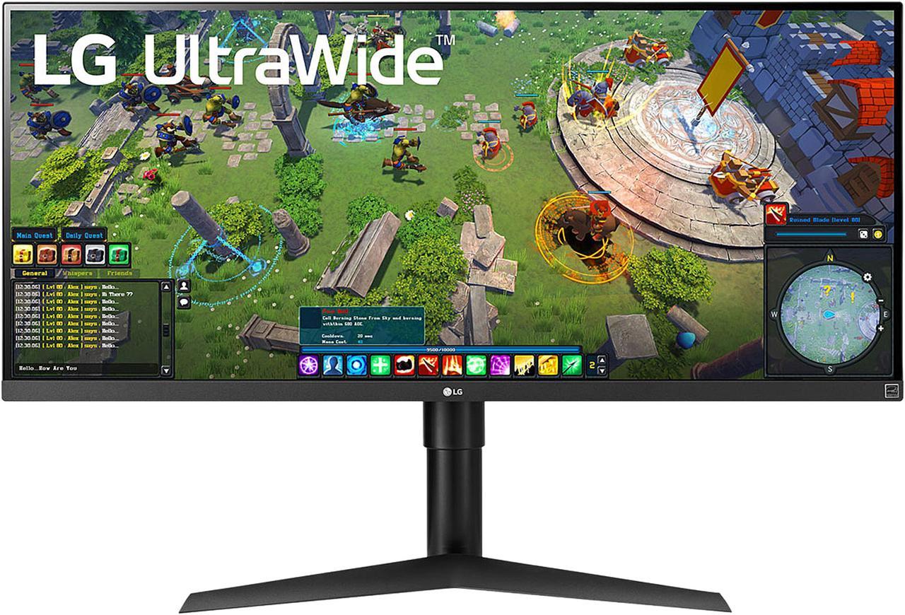 LG UltraWide  34" 3-Side Borderless Monitor 2560 x 1080 UW-Full HD IPS 1ms MBR 75Hz FreeSync HDR10 HDMI DisplayPort USB Type-C, VESA, Tilt, Height Adjust 34WP65G-B