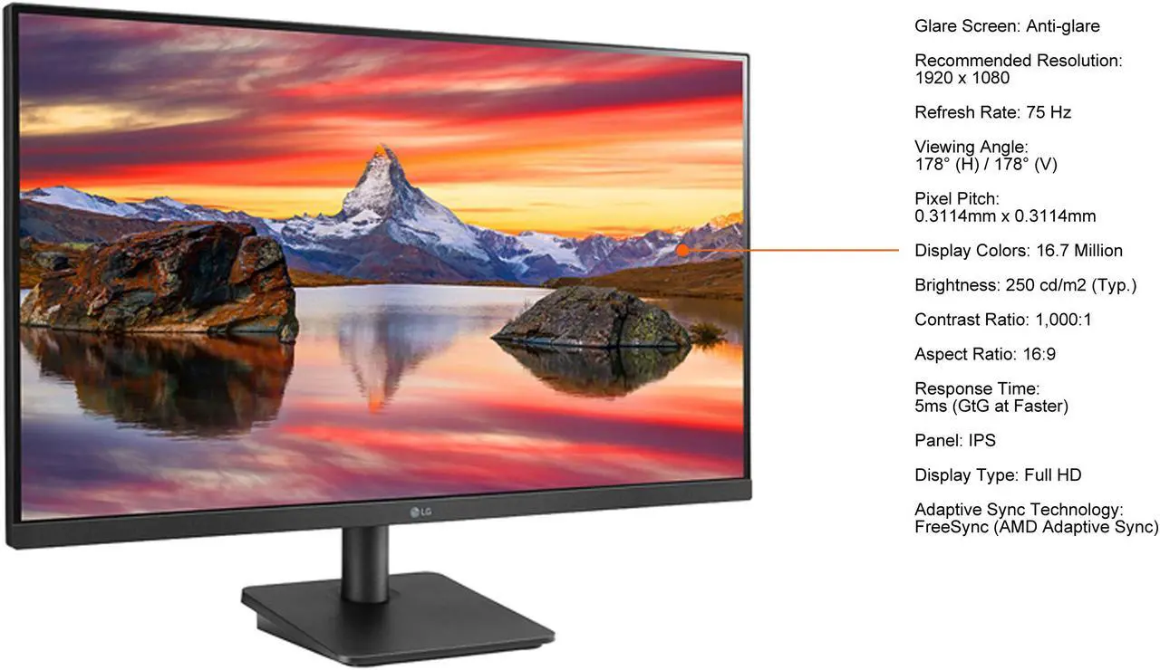Alt view image 5 of 10 - LG 27" 3-Side Borderless Monitor 27MP400-B 1920 x 1080 Full HD IPS 75Hz HDMI D-Sub FreeSync VESA Tilt Adjust