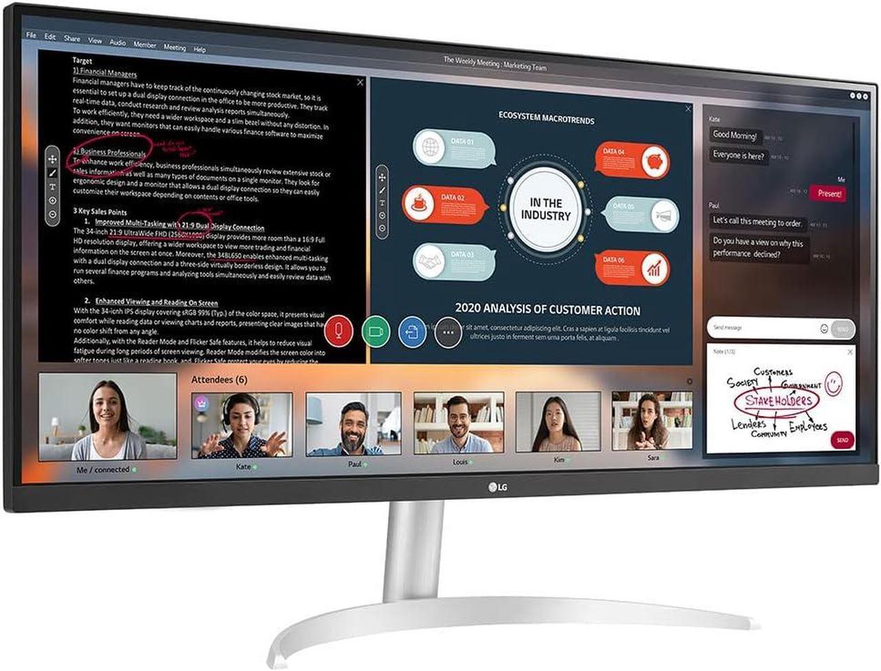 LG 34WP50S-W 34'' UltraWide FHD 75HZ HDR Monitor with FreeSync, OnScreen Control/ 2560x1080/ IPS Display technology