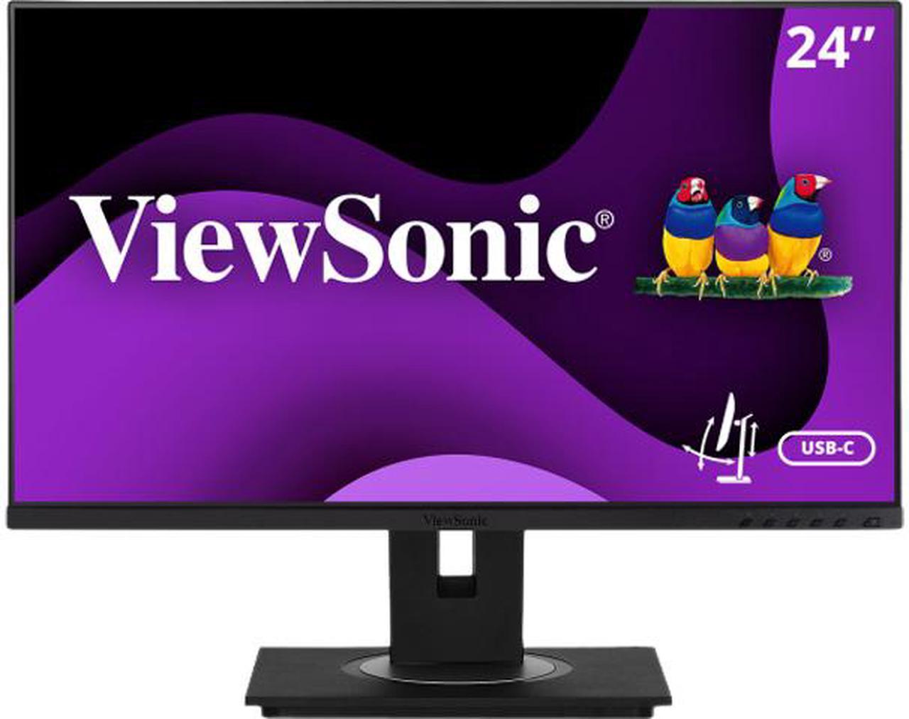 ViewSonic VG2456A 24 Inch 1080p IPS Monitor with USB C 3.2 with 90W Power Delivery, Docking Built-In, RJ45, 40 Degree Tilt Ergonomics for Home and Office