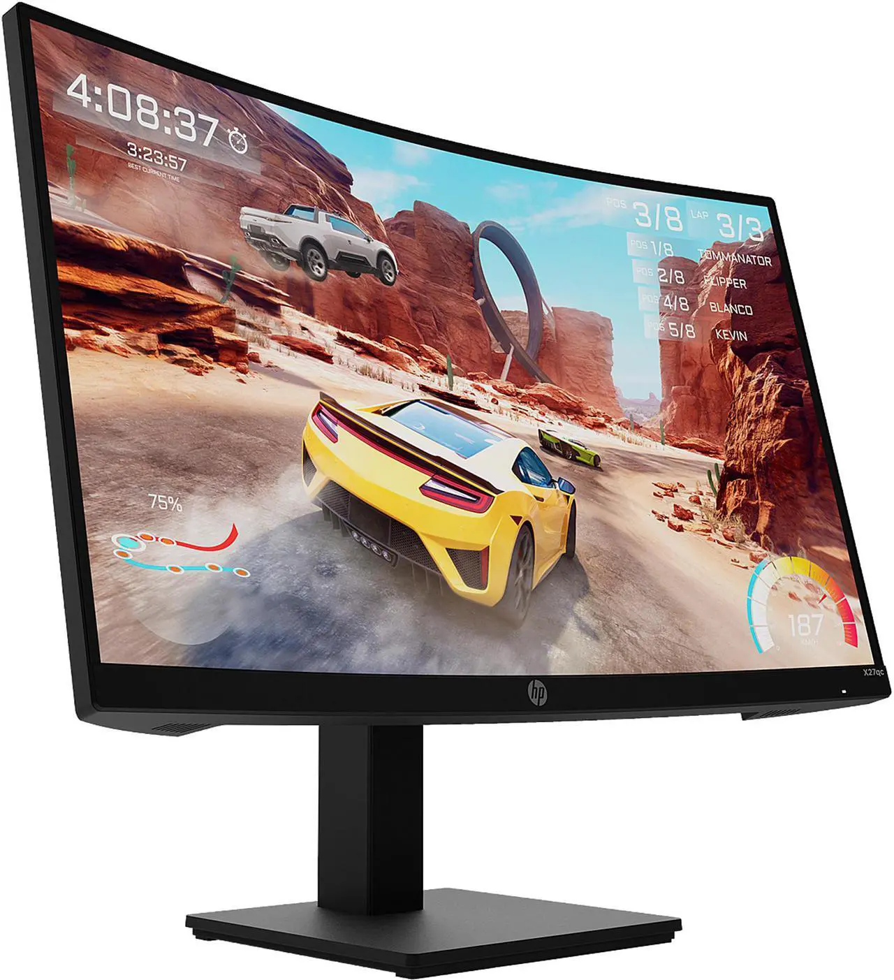 Alt view image 3 of 5 - HP 27" 165 Hz VA QHD Gaming Monitor FreeSync Premium (AMD Adaptive Sync) 97% sRGB HDMI, DisplayPort, Audio X27qc