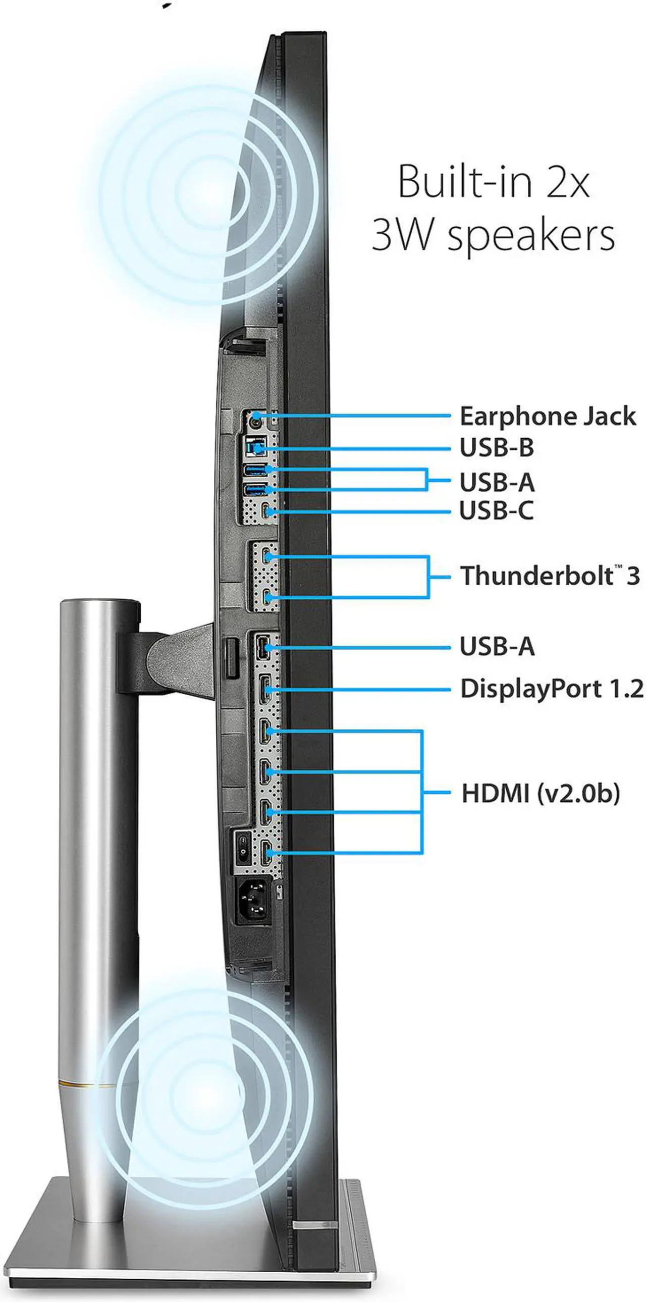 Alt view image 3 of 6 - ASUS ProArt PA32UC 32" Ultra HD 3840 x 2160 4K Resolution 2x Thunderbolt 3 DisplayPort 4x HDMI HDR-10 Asus Eye Care Technology Flicker-Free Low Blue Light Built-in Speakers LED Backlit ProArt Monitor