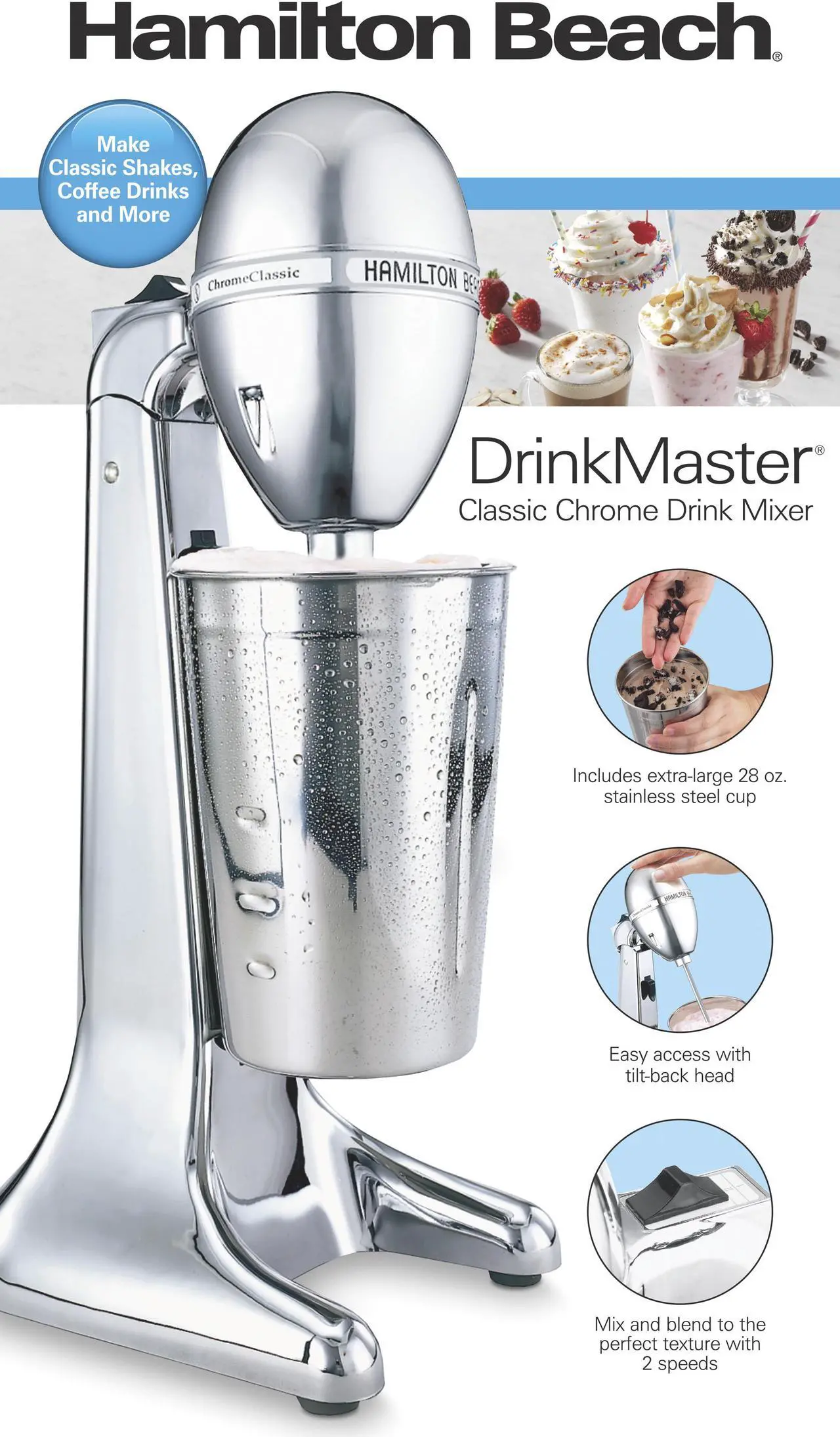 Alt view image 6 of 6 - Hamilton Beach - Classic Drink Mixer - Chrome-730N