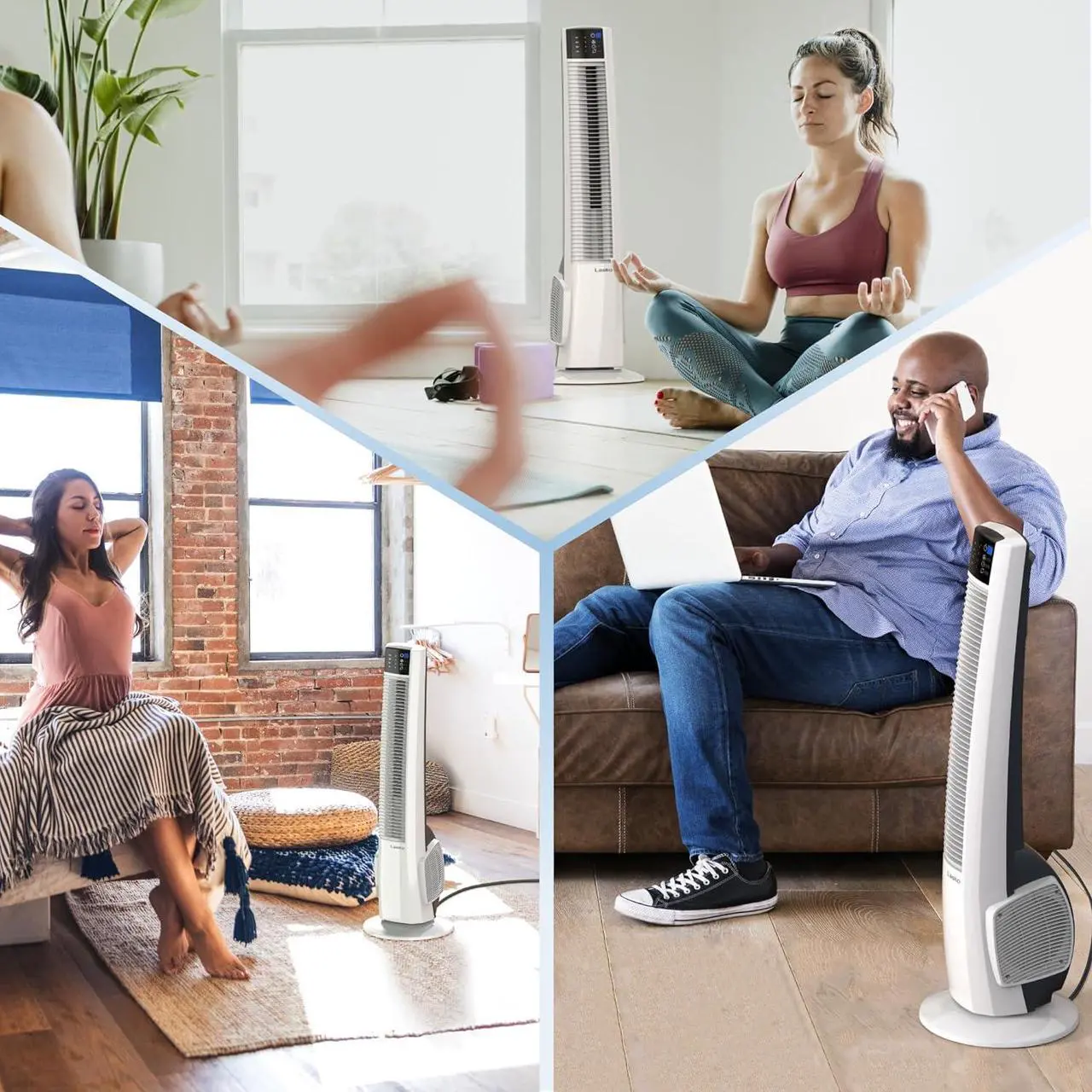 Alt view image 3 of 9 - Lasko Oscillating Tower Fan with Remote Control - Tower Fan for Bedroom & Office, 4 Quiet Speeds, 38" White, T38400